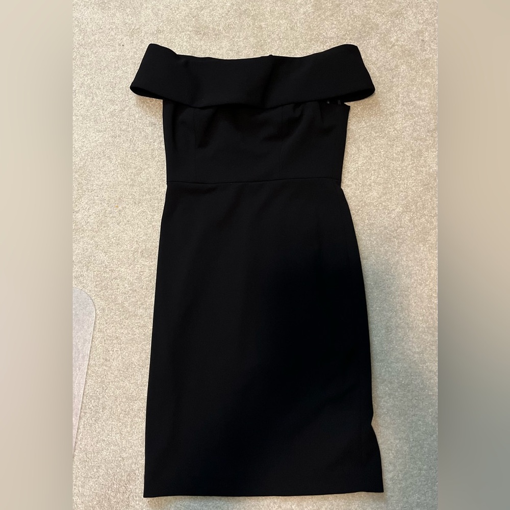 Sleek Chic: Calvin Klein's Black Off-the-Shoulder Dress
